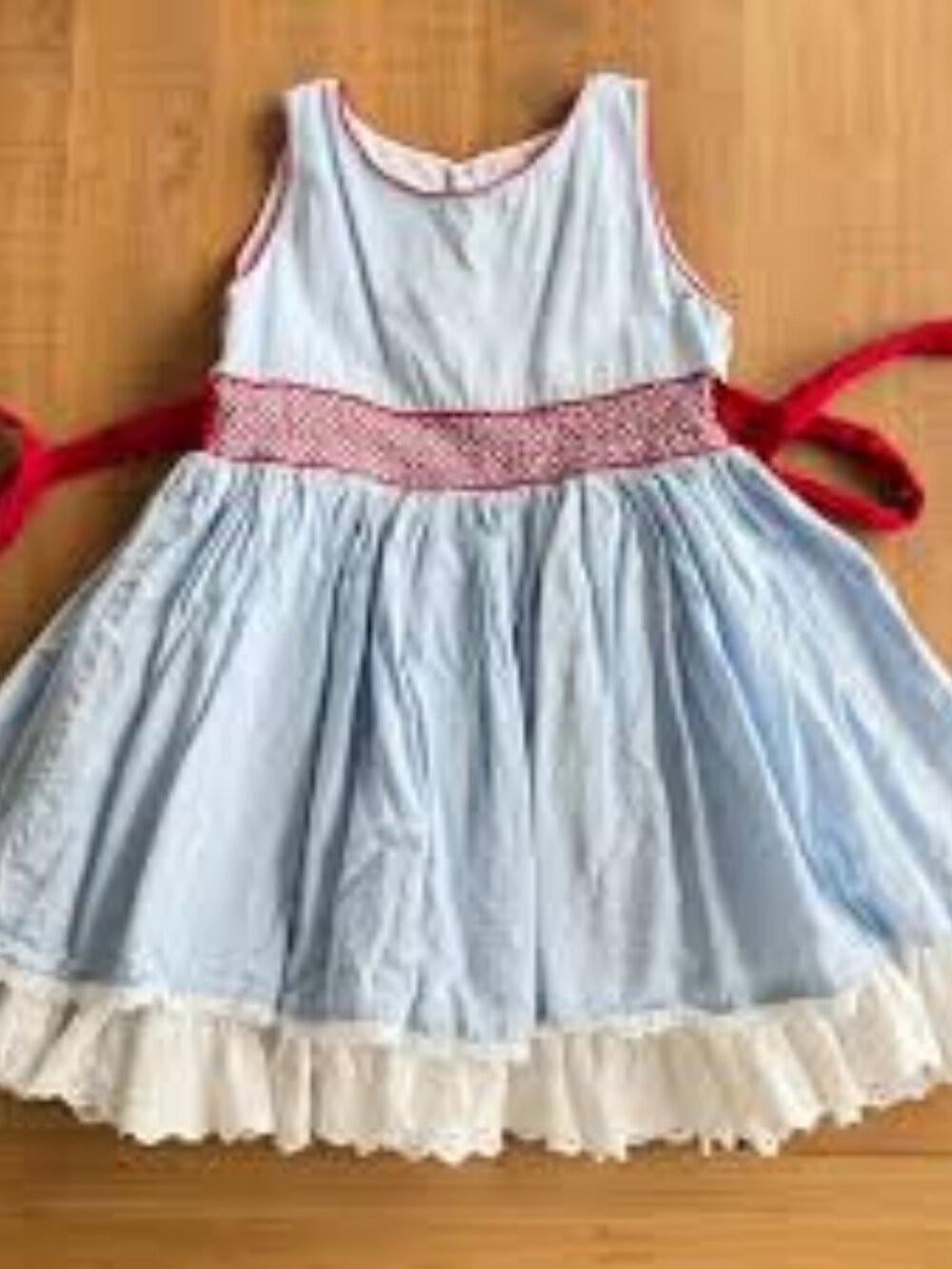 Well Dressed Wolf girl's blue and red embroidered dress and bloomer set